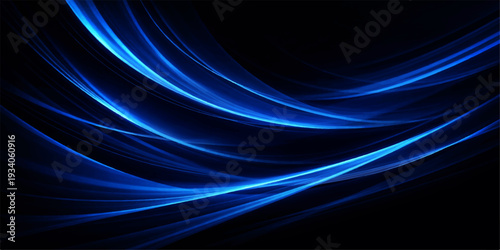 Abstract blue wave background featuring a flowing motion of light lines and futuristic glow patterns with a digital art texture on a dark backdrop