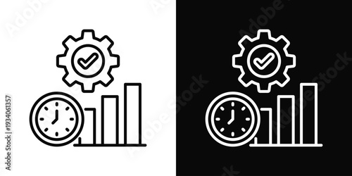 Operational Efficiency Icon In Black And White Filled Style.