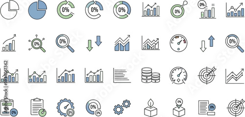 Business infographic icons for data analysis and statistics