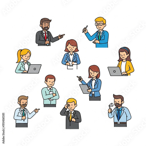 Business team discussing project on laptops and smartphones.