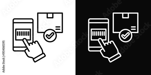 Digital Inventory Icon In Black And White Filled Style.