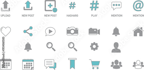 Modern social media and app icons for business and communication