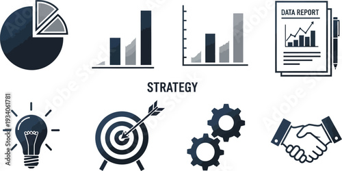Business strategy icons for planning and growth