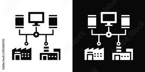 Connected Devices Icon In Black And White Filled Style.