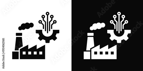 Digital Transformation Icon In Black And White Filled Style.