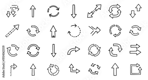 Arrows set with various styles and directions, simple, modern design featuring vector graphics, graphic resources,
