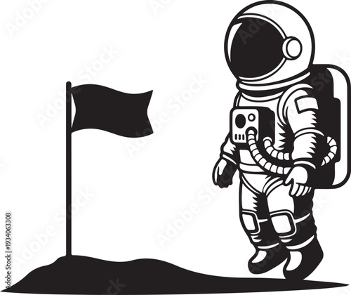 Child Astronaut Silhouette Vector Illustration Art