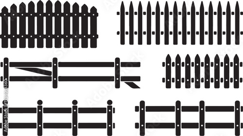 Black fence on white background gates