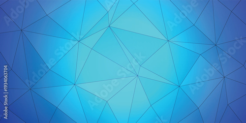 Blue Abstract Low Poly Geometric Background With Network Lines For Technology And Design