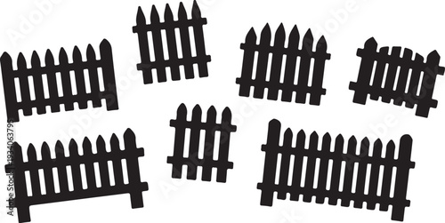 Black picket fences in various orientations black fences