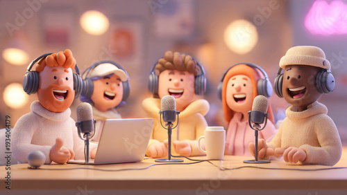 Voices of Change: Gen Z Community Podcast Culture in Hybrid 2D 3D Cartoon Style