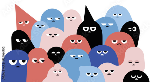 A Diverse Group of Cartoonish Characters with Expressive Faces.