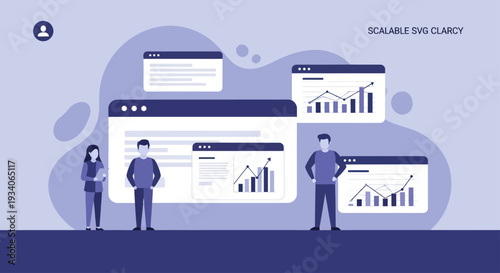 Business analytics and data visualization with people.