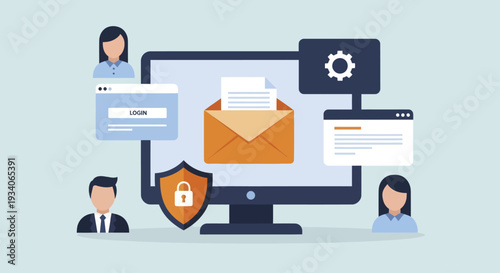 Digital Security and Communication Technology Concept.