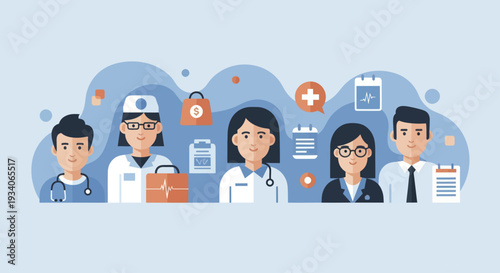 Diverse Group of Medical Professionals and Healthcare Workers.