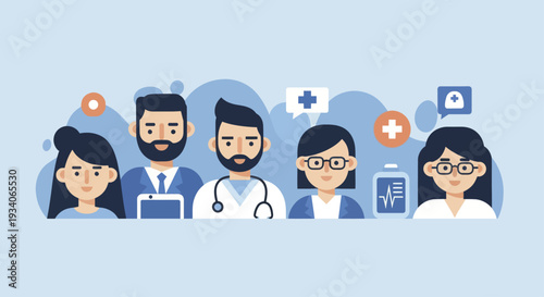 Diverse Group of Medical Professionals and Healthcare Workers.