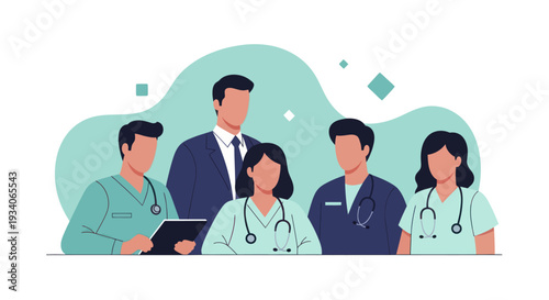 Diverse Group of Medical Professionals Posing Together Confidently.