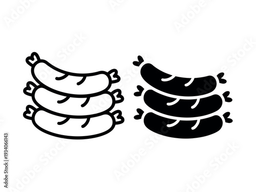 Black and White Sausage Illustrations Stacked