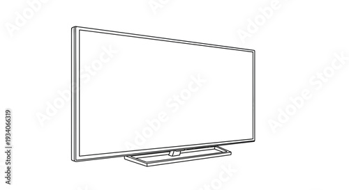 Line Art Illustration of a Modern Television Set.