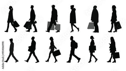 Summer shopping silhouettes modern lifestyle human poses