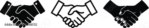 Handshake Agreement Partnership Vector Icon with Heart Shape Line Design