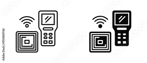 RFID System icon set with style outline and solid. vector simple elements for design and presentation.