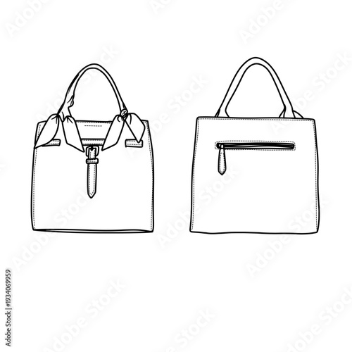 Elegant Handbag Illustration - Front and Back View.
