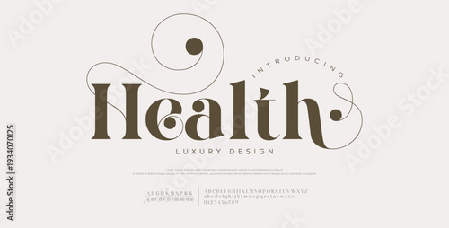 Health Elegant luxury alphabet font logo. Typography modern classic lettering serif italic fonts decorative wedding vintage retro logos. vector illustration 
