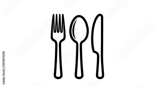 Cutlery Set Icon: Fork, Spoon, and Knife
