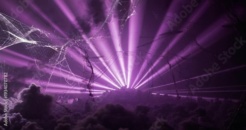 Purple Light Beams Concert Stage.
