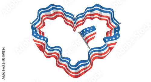 Wallpaper Mural American flag heart shaped ribbon banner with stars and stripes Torontodigital.ca