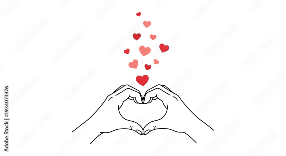 custom made wallpaper toronto digitalHands forming heart shape with floating red hearts above