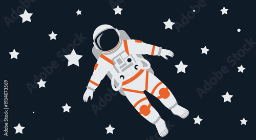 Astronaut floating in space amongst stars vector illustration