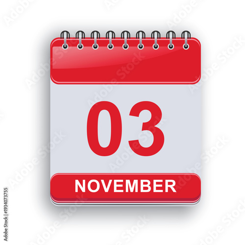 November Third Daily Calendar Template Clean Modern Planner Page