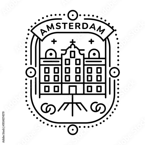 A line style icon showing amsterdam