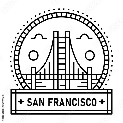 An outline style icon depicting san francisco