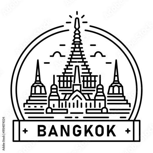 An outline style icon depicting bangkok