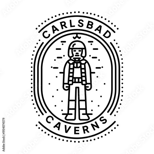 An outline style icon depicting caverns