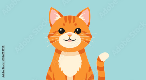 Cartoon orange tabby cat illustration with cute expression and simple background