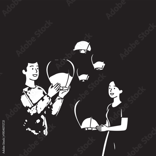 People Pouring and Sharing Wine Glasses at a Social Gathering.