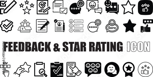 Feedback & Star Rating Icons Pack User Reviews, Scores, Satisfaction Symbols.