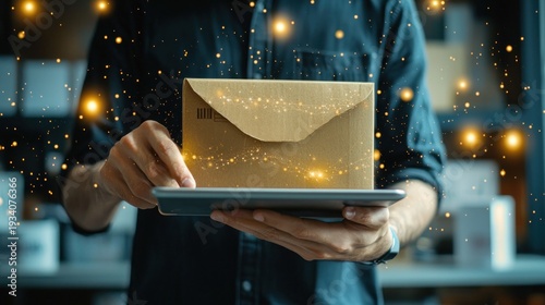 Person holds tablet envelope