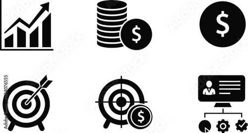 Financial success icons set