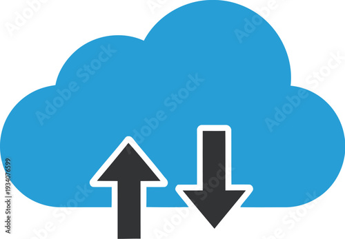 Cloud storage data transfer with upload and download arrows