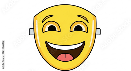 Smiling face emoticon with tongue out and winking eyes on white background