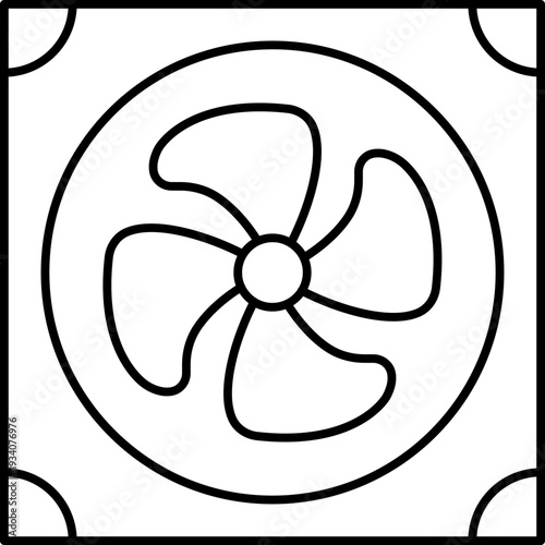Processor Fan Line Icon, CPU Cooling Symbol