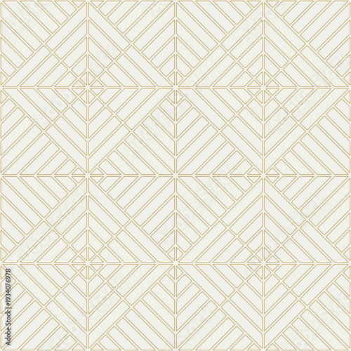 Geometric Art Deco wallpaper cream gold patterned. Golden lines on a cream-colored background. Timeless and elegant design for textiles and home décor.