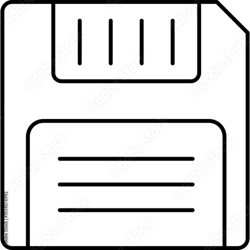 Floppy Line Icon, Storage Disk Symbol
