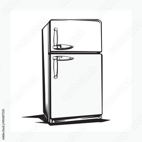 retro refrigerator isolated on white