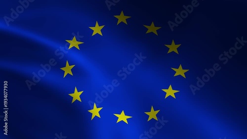 European Union Country Flag Waving In Air Full Screen Animation